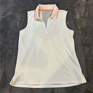 Athleta Ivory Tennis Top with Coral Accents